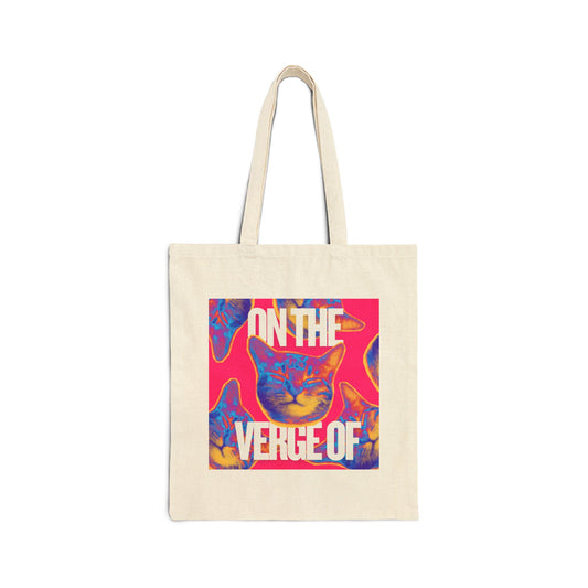 Vibrant Cat Tote Bag - On the Verge of Fun, Eco-Friendly Shopper, Gift for Cat Lovers, Casual Carryall, Stylish Beach Bag